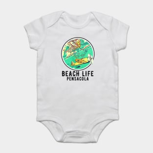 Pensacola Florida Beach Life Vintage Old Map Style Baby Bodysuit